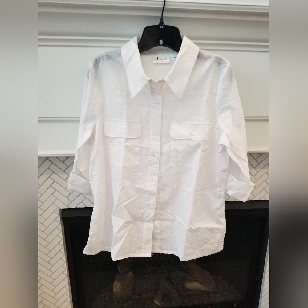 d&co, Denim + Company Blouse, EUC, Size Small